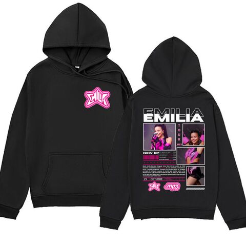 Emilia Mernes MP3 Tour Hoodie, Hip-Hop Style, Polyester, Loose Fit