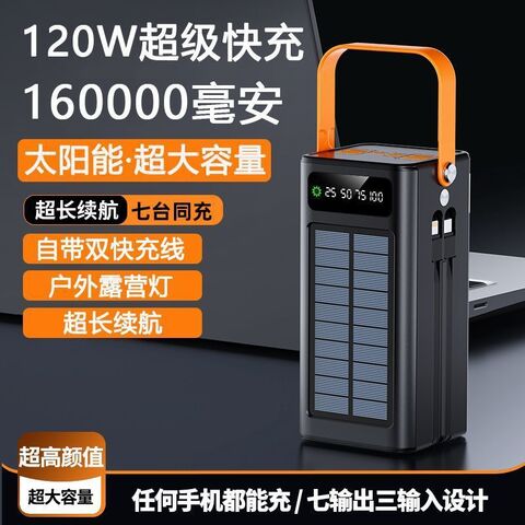 Solar Power Bank 160,000mAh with 120W Super Fast Charging, for Riders and Outdoor Use