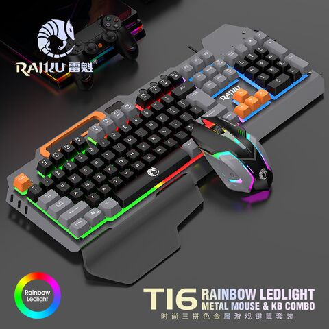 Игровой комплект клавиатура и мышь RAIKU T16, металлический корпус, проводной, подсветка