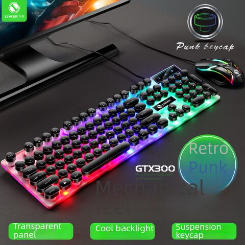 Игровой комплект клавиатура и мышь Limei GTX300 Punk, проводной, подсветка, круглые клавиши