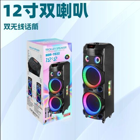 Портативная караоке-колонка NDR-7022 12″ с беспроводным микрофоном и RGB-подсветкой