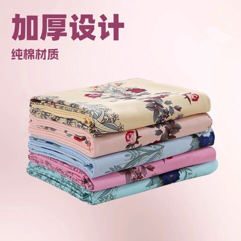 Traditional-Style Cotton Bed Sheet, Thickened, Twill Weave, Printed