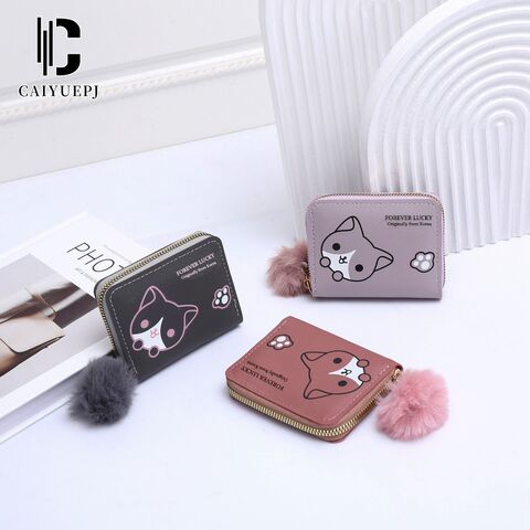 Женский кошелёк-монетница CAIYUE CY1085, короткий, на молнии, с рисунком, PU-кожа
