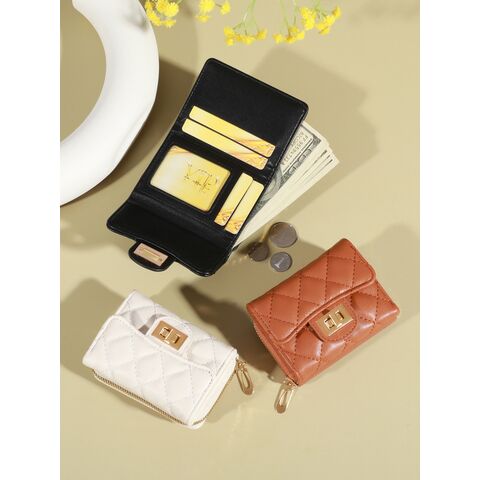 LQ230 Women's Quilted Bifold Wallet, PU Leather, Multiple Card Slots, Anti-Demagnetization