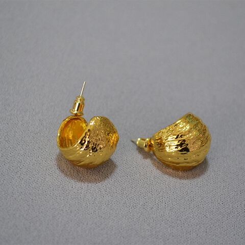 Серьги-кольца Miya Sophia Jewelry с фактурой складок, латунь, игла из серебра 925, диаметр 2 см
