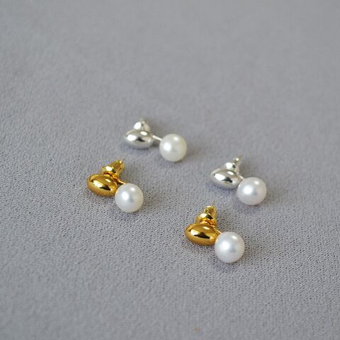 Серьги-гвоздики miya sophia jewelry с пресноводным жемчугом и шариком, съёмные, игла серебро 925