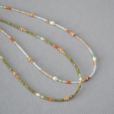 Тонкое колье miya sophia jewelry из бусин циркона и пресноводного жемчуга, 39 + 5 см