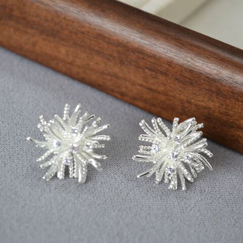 Серьги-пусеты Miya Sophia Jewelry «Фейерверк», объёмные, латунь с серебрением, игла из серебра 925