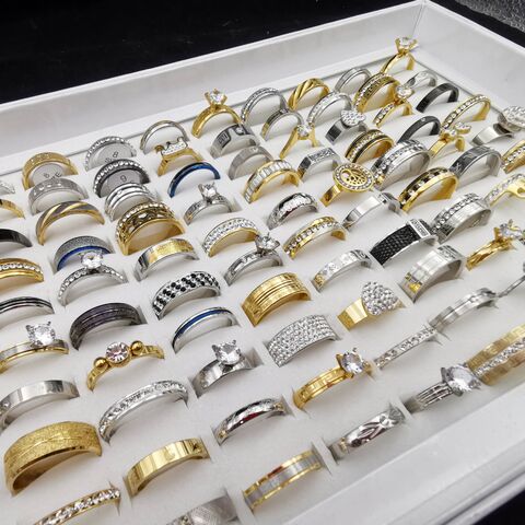 Кольца из нержавеющей стали Xuying Jewelry со стразами и фианитами, мужские и женские, ассорти