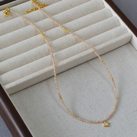 Колье mia sophia jewelry с бусинами циркона цвета шампань и подвеской-звездой, 39–40 + 5 см