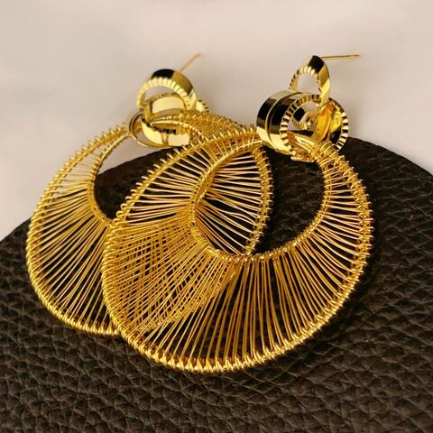 Серьги-кольца Kaitin Jewelry ажурные, металл с гальваническим покрытием, объёмный дизайн