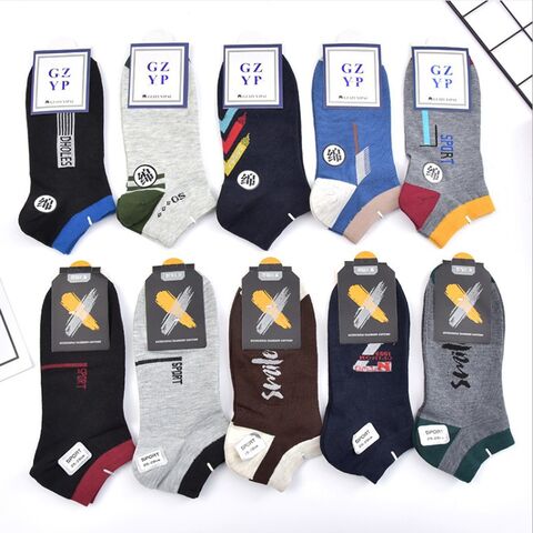 Guizu E Pai Men's Cotton No-Show Boat Socks, Low Cut, Thin, Sweat-Absorbent, Spring–Summer