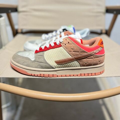 Кроссовки Dunk Low «What The CLOT» x «Суперкрошки», разнопарные коричнево-голубые, унисекс