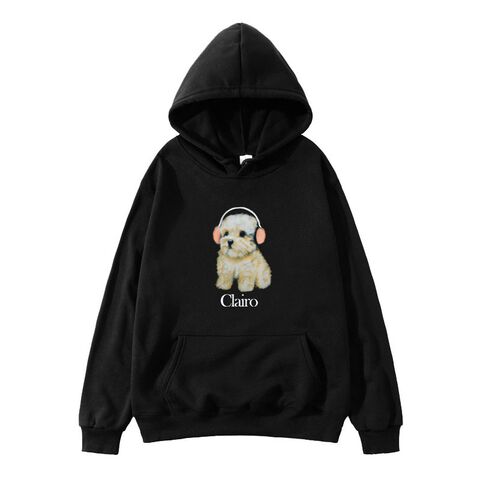 Clairo Dog Print Hoodie, Unisex Pullover with Hood, Loose Fit, Long Sleeve