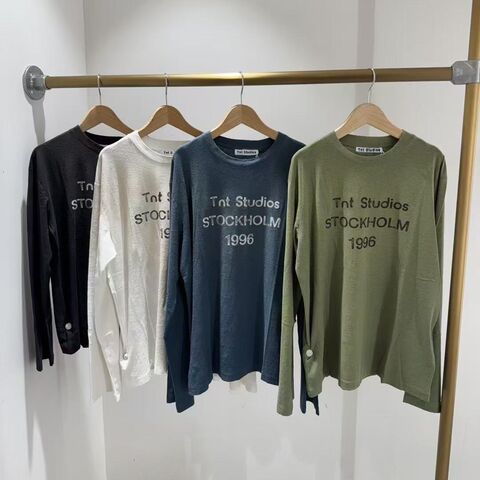Unisex 1996 Print Long-Sleeve T-Shirt, Thin, Loose Fit, Spray-Dyed with Distressed Finish
