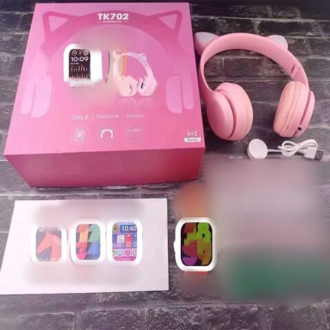 Комплект смарт-часы TK702 с Bluetooth-наушниками, экран IPS 2,01″, звонки и уведомления