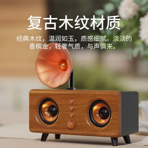 Bluetooth-колонка aisomex B161 в стиле ретро под дерево, 2 динамика, 20 Вт, усиленный бас, слот для карт