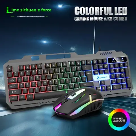 Проводной игровой комплект клавиатура и мышь Limeide T25, металлическая панель, подсветка, парящие клавиши