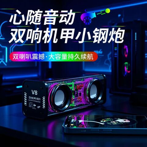 Прозрачная Bluetooth-колонка V8 в стиле меха с двумя динамиками, TWS, влагозащитой IPX7, 10 Вт