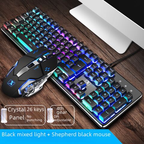 Xinmeng 620 Wired Steampunk Gaming Keyboard and Mouse Set, Mechanical Feel, Backlit
