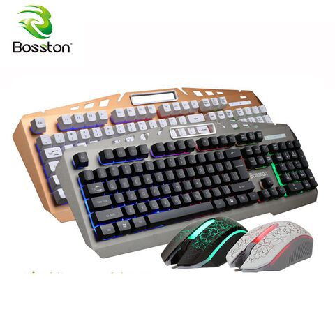 Проводной игровой комплект клавиатура и мышь Bosston 8350, металлическая панель, механическое ощущение клавиш, USB