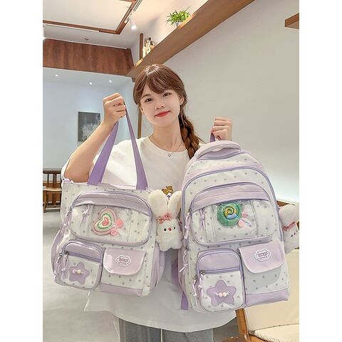 Dicarlo Women's Japanese-Style Backpack, Color-Block Design, Under 20 L, Lightweight, for School and Travel