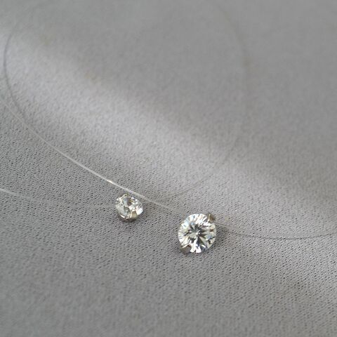 Колье Miya Sophia Jewelry на невидимой леске с цирконом 5A, родиевое покрытие, 41 см + удлинитель 5 см