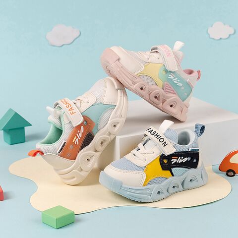Kids Light-Up Sneakers, Soft Solid Sole, Hook-and-Loop Closure, Cartoon Print, Sizes 22–31