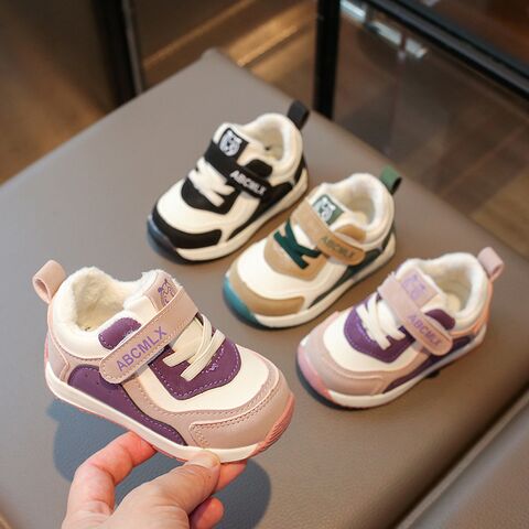 Baby Fleece-Lined Sneakers, Soft Sole, Hook-and-Loop Closure, for Boys and Girls, Sizes 16–26
