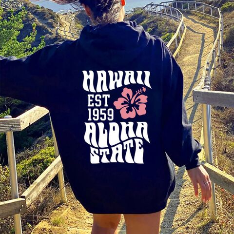 Свитшот HOOK ON YOU с принтом Aesthetic Hawaii Aloha State, спущенное плечо, свободный крой