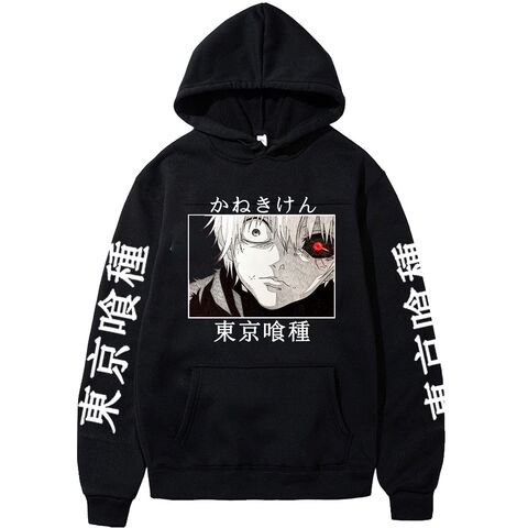 Худи Tokyo Ghoul с аниме-принтом Канеки Кен, пуловер с капюшоном, свободный крой, XS–3XL