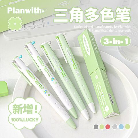 Planwith (Rosyposy) Clover Multicolor Gel Pen, 3 Colors, Triangular Barrel, 0.5 mm