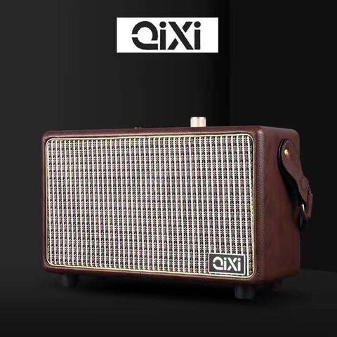 Портативная Bluetooth-колонка QIXI SK2025 с ручкой, динамик 4″, радио, слот для карт TF, коричневая