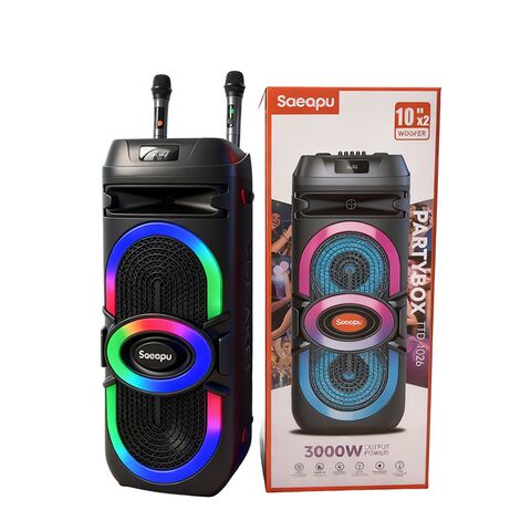 Колонка для караоке SAEAPU TTD-1026, 2 динамика по 10 дюймов, 2 микрофона, 50 Вт, Bluetooth 5.3