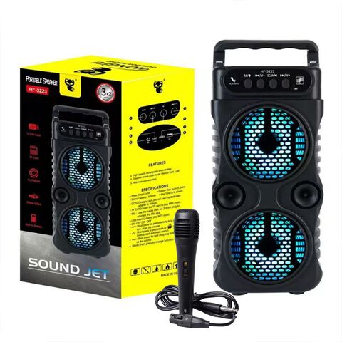 Портативная караоке-колонка HF-3223 с RGB-подсветкой и микрофоном, 2 динамика, пульт ДУ