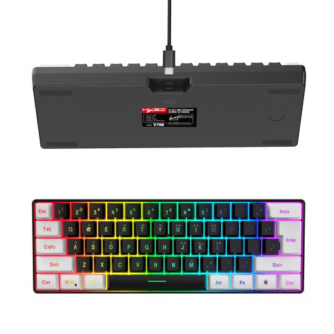 Игровой комплект HXSJ V700WB + A869: клавиатура 61 клавиша и мышь с подсветкой, USB, до 3600 dpi