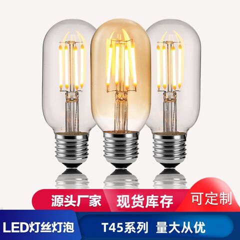 LED Filament Edison Bulb T45, Retro Style, E27, 220 V, 2700 K, Dimmable, 2–6 W