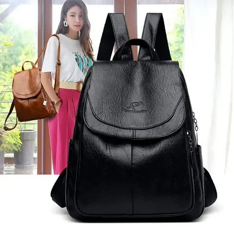 Women's Anti-Theft Backpack, PU Leather, Large Capacity, Water-Resistant, City Style