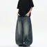 Джинсы LKTM baggy с изогнутыми штанинами, вышивка, винтажный синий, стирка, унисекс