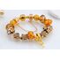 Браслет женский QI LI JEWELRY с бусинами и австрийскими кристаллами, золотистый, длина 17–21 см