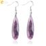 Длинные серьги-капли CSJA Jewelry с гранёной подвеской из натурального камня, 6,1 см, 12 видов камня