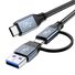Кабель Type-C – Type-C 2 в 1, USB 3.2 20 Гбит/с, 100 Вт PD, видео 4K 60 Гц, алюминиевые разъёмы