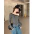 Женская футболка Yeyuan с открытым асимметричным плечом, приталенный крой, длинный рукав, осень-зима