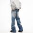 Джинсы JIAMU унисекс baggy, свободные расклешённые, потёртый деним, хай-стрит