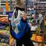 Куртка женская спортивная синяя с принтом, свободный крой, длинный рукав