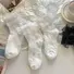 Женские носки JK с бантом и кружевом, средней высоты, милый японский стиль, лето, белые/чёрные