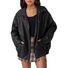 Женская куртка-косуха oversize из экокожи, свободный крой, длинный рукав, осень-зима