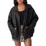 Женская куртка-косуха oversize из экокожи, свободный крой, длинный рукав, осень-зима