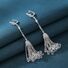 Длинные серьги-пусеты KO Jewelry с кисточками и камнями в закрёпке, серебро 925, белые, 11,4 г