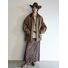 Женская куртка V9401 в стиле barn jacket, капюшон на кулиске, контрастный воротник, молния, оверсайз